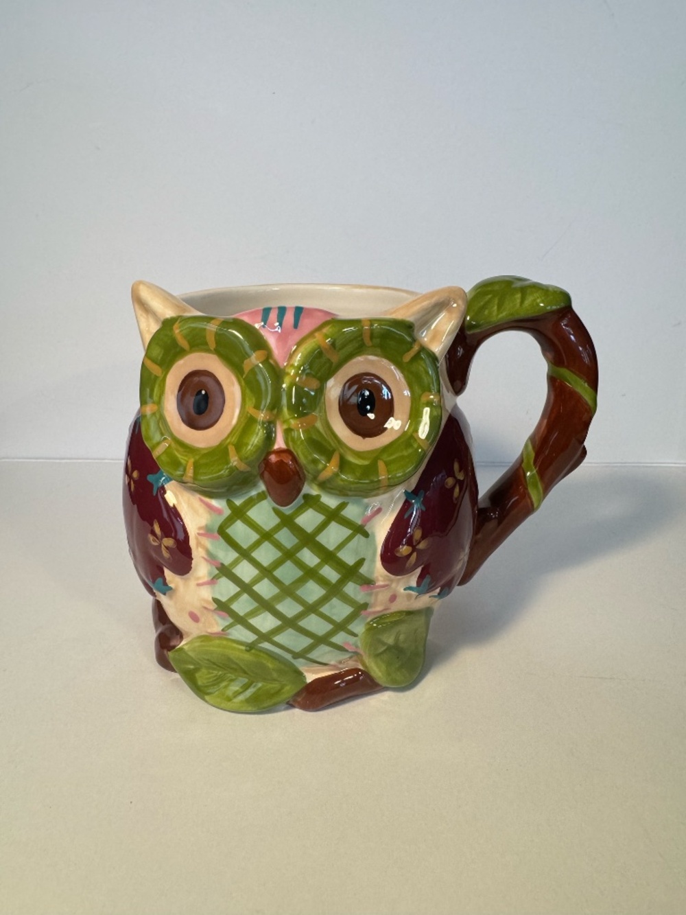 Olli the Owl Coffee Mug Pier 1 Imports Large 3D Cup Handpainted Dolomite